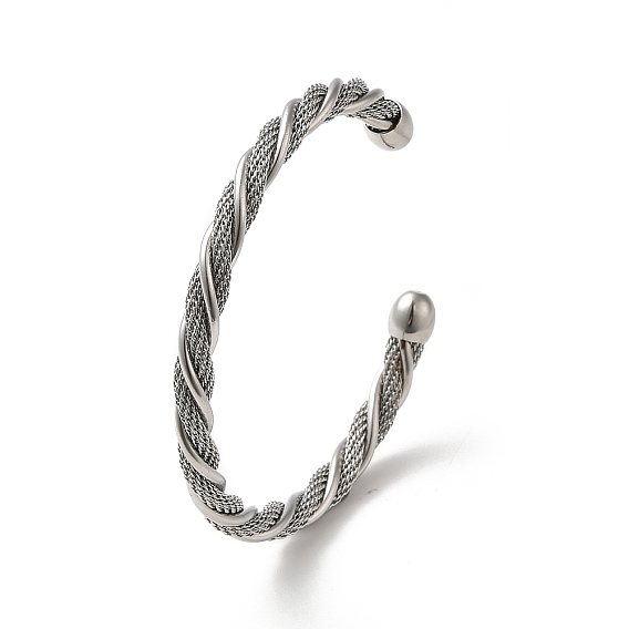 304 bracelets manchette en corde torsadée en acier inoxydable