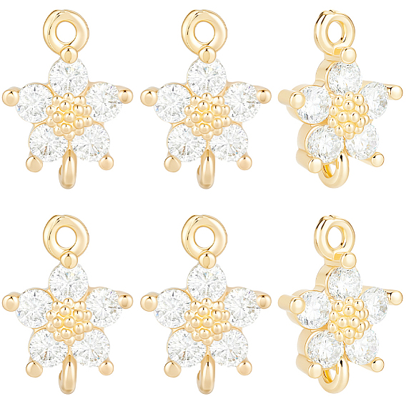 10шт. латунные цветочные соединительные подвески со стеклом, без кадмия, без никеля и без свинца