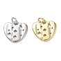 Brass Charms, Heart with Star & Moon Charms, Cadmium Free & Lead Free, Rack Plating, Long-Lasting Plated