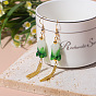 Handmade Lampwork Dangle Earrings, Flower, Alloy Dangle Earrings for Women, Golden