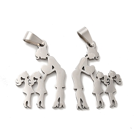 Mother's Day/Teachers' Day 201 Stainless Steel Pendants, Mother with Daughter/Teacher with Students Charms