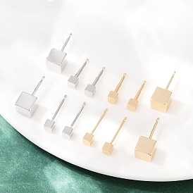 Латунные серьги-гвоздики для женщин, кубические