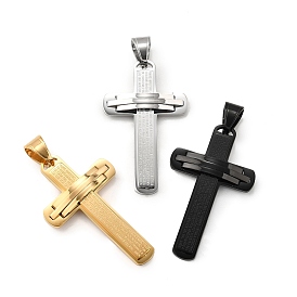 304 из нержавеющей стали большие кулоны, крест с библейским стихом амулет, с 201 держателями для ледоруба из нержавеющей стали, ионное покрытие (ip)