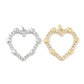 Стойки обшивки латунные подвески, сердце прелести, с кубического циркония, долговечный, без свинца и без кадмия, с целью перехода в кольце