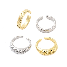 Rack Plating Brass Open Cuff Rings for Women, Long-Lasting Plated, Lead Free & Cadmium Free