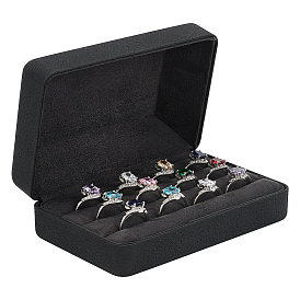 Прямоугольные коробки для хранения колец из искусственной кожи с бархатной внутренней частью