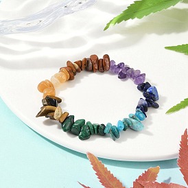 Браслеты из натуральных смешанных драгоценных камней чакра для женщин, с корейскими эластичная нить кристаллов