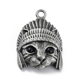 Tibetan Style Alloy Pendnat, Frosted, Cat Shape