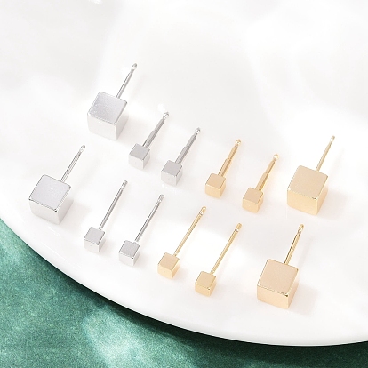 Латунные серьги-гвоздики для женщин, кубические