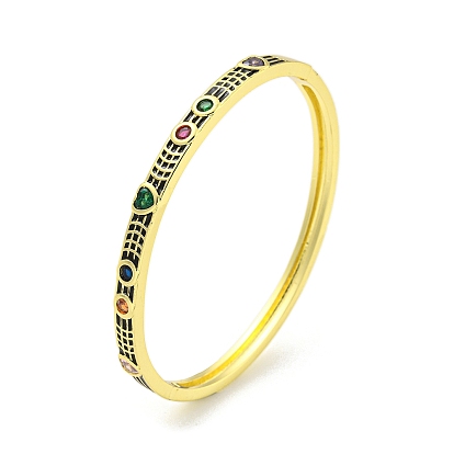 Brass Enamel Hinged Bangles, Colorful Glass Heart Bangles for Women