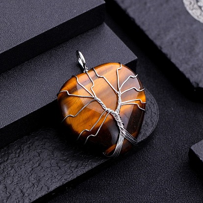 Драгоценный камень подвески, с латунной проволокой, сердце