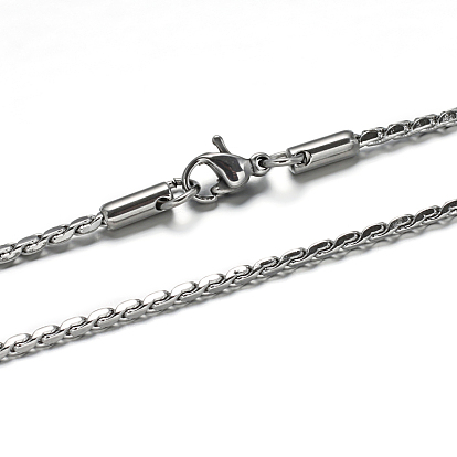 304 Stainless Steel Rope Chain Necklaces, with Lobster Claw Clasps, 19.6 inch(50cm), 1.2mm