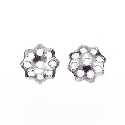 201 Stainless Steel Bead Caps, Flower, Multi-Petal