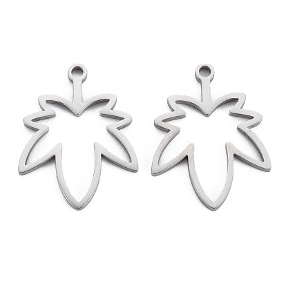 304 Stainless Steel Pendants, Laser Cut, Leaf