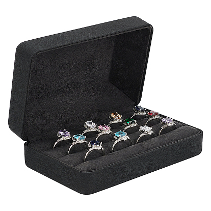 Прямоугольные коробки для хранения колец из искусственной кожи с бархатной внутренней частью