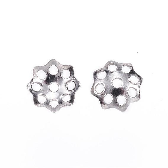201 Stainless Steel Bead Caps, Flower, Multi-Petal