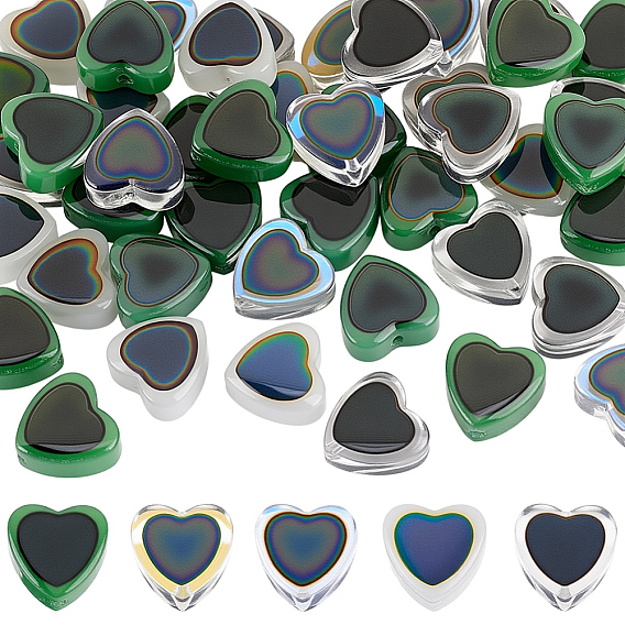50шт. 5 двухцветные стеклянные бусины, меняющие цвет в зависимости от настроения, чувствительные к температуре бусины, меняющие цвет, сердце