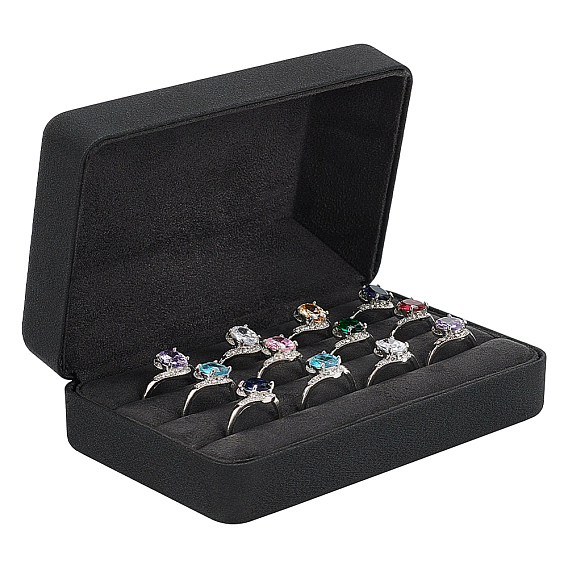 Прямоугольные коробки для хранения колец из искусственной кожи с бархатной внутренней частью