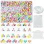DIY Flat Round & Heart Acrylic & Plastic Beads Bracelets Making Kits