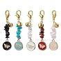Плоские круглые подвески с эмалированными украшениями из сплава бабочки, Подвеска-застежка-когти из genstone из бусины и цинкового сплава