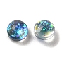 Resin Imitation Opal Cabochons, with Glitter Powder, Rondelle