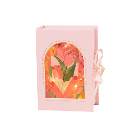 Boîtes à bonbons en carton pour la fête des mères, boîte d'emballage de cadeau de mariage, rectangle avec tulipe