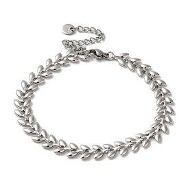 Brass Leaf Link Chain Bracelets for Women