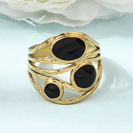 304 Stainless Steel Enamel Cuff Open Rings, Round