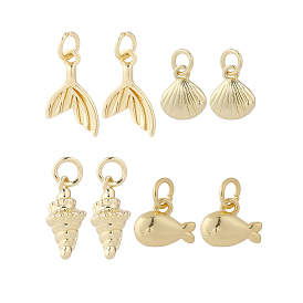 8 шт 4 стили латунные подвески, морские животные амулеты, с целью перехода в кольце, реальный 18 k позолоченный