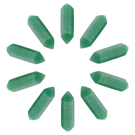 10шт. ограненные натуральные зеленые лечебные камни авантюрин, палочка для медитативной терапии, уравновешивающая энергию рейки, точки с двойным завершением, для проволоки, свернутой подвесками решений, нет отверстий / незавершенного