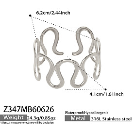 316 Браслеты-манжеты из хирургической нержавеющей стали в форме волны для женщин