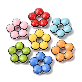 Стеклянные эмалевые бусины ручной работы, цветок, окрашенная и подогревом