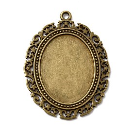 Сеттинги для кулона ( кабошон ), тибетский стиль, без свинца и без кадмия, овальные, 61x48x2 мм, лоток : 40x30 мм, отверстие : 2 мм