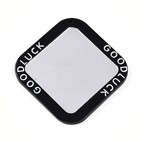 Акриловые большие подвески, с акриловой зеркальной поверхностью, ромб, со словом удачи