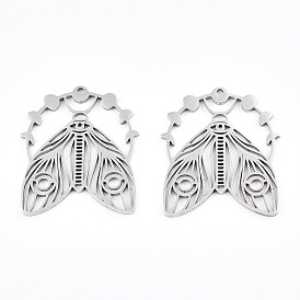 Не тускнеющие 304 подвески из нержавеющей стали, лазерная резка, фаза луны с подвеской от мотылька