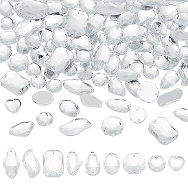 140 шт. 9 стиль каплевидный/восьмиугольный/овальный пришитый стразы, Тайвань акриловые горный хрусталь, два отверстия, аксессуары для одежды, граненые