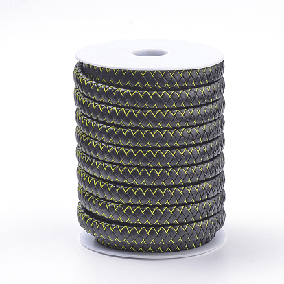 Flat Microfiber PU Leather Braided Cords, with Steel Wires and Microfiber Leather Cords inside