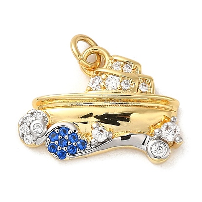 Подвеска из латуни с микропаве из кубического циркония, без кадмия и без свинца, долговечный, лодка