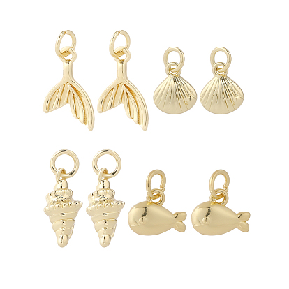 8 шт 4 стили латунные подвески, морские животные амулеты, с целью перехода в кольце, реальный 18 k позолоченный