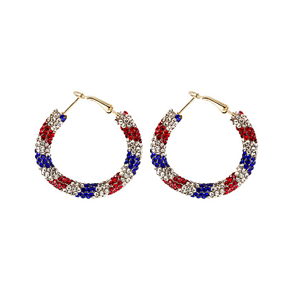 Colorful Round Earrings with Rhinestones for Women, Vintage and Chic Jewelry