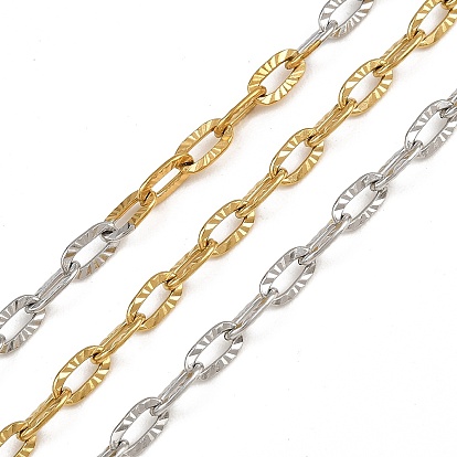 304 Stainless Steel Textured Cable Chains, Soldered, with Spool