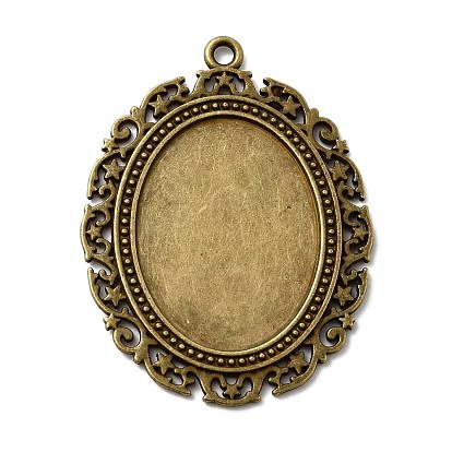 Сеттинги для кулона ( кабошон ), тибетский стиль, без свинца и без кадмия, овальные, 61x48x2 мм, лоток : 40x30 мм, отверстие : 2 мм