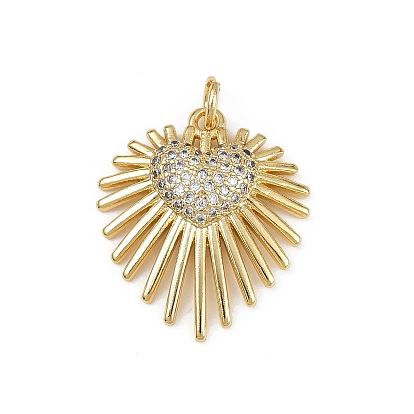 Латунные микро проложить кубического циркония подвески, сердце прелести, с целью перехода в кольце, без кадмия и без свинца, стойки покрытие, долговечный