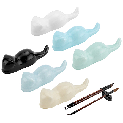 6 шт. 6 цветная керамика в форме кошки держатель для кистей для каллиграфии