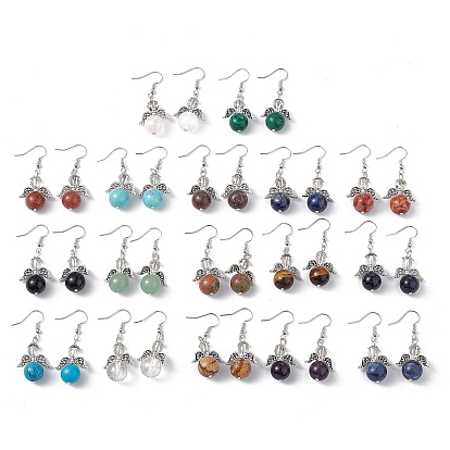 Круглые серьги с подвесками из бисера и драгоценными камнями, платиновые латунные украшения для женщин, без кадмия и без свинца
