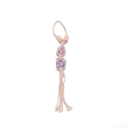 Подвесной кулон неправильной формы с драгоценными камнями, с хлопковым шнуром и деревянными бусинами, для украшения интерьера автомобиля аксессуары