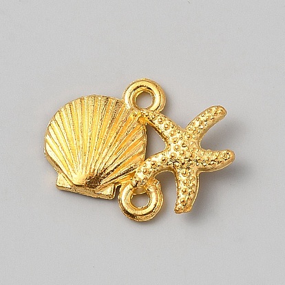 Подвески-коннекторы из морского сплава, в форме раковины с морской звездой