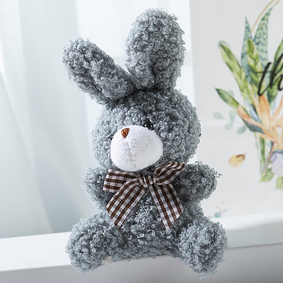 Cute Plush PP Cotton Rabbit Doll Pendant Decorations, with Alloy Findings, for Keychain Bag Hanging Decoration