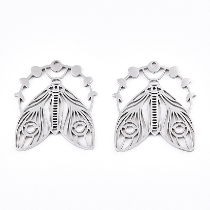 Не тускнеющие 304 подвески из нержавеющей стали, лазерная резка, фаза луны с подвеской от мотылька