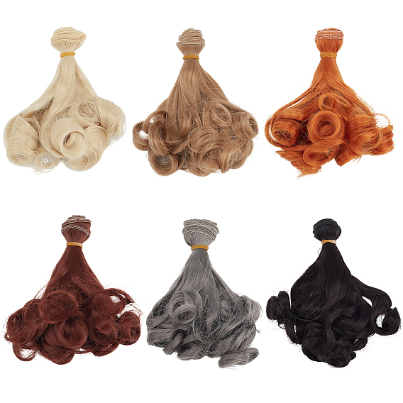 6 шт. 6 цвета высокотемпературного волокна, длинные волосы для грушевидной химической завивки, кукольный парик, для поделок девушки bjd makings аксессуары